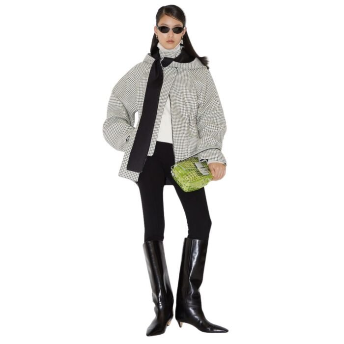 FENDI BLOUSON WHITE CHECK WOOL JACKET