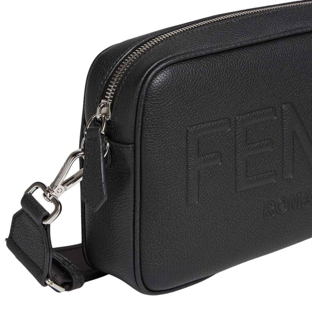 9 FENDI ROMA CAMERA CASE BLACK LEATHER BAG