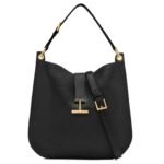 TOM FORD GRAIN LEATHER TARA LARGE CROSSBODY GRAPHITE
