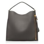 TOM FORD GRAIN LEATHER ALIX LARGE HOBO SILK TAUPE