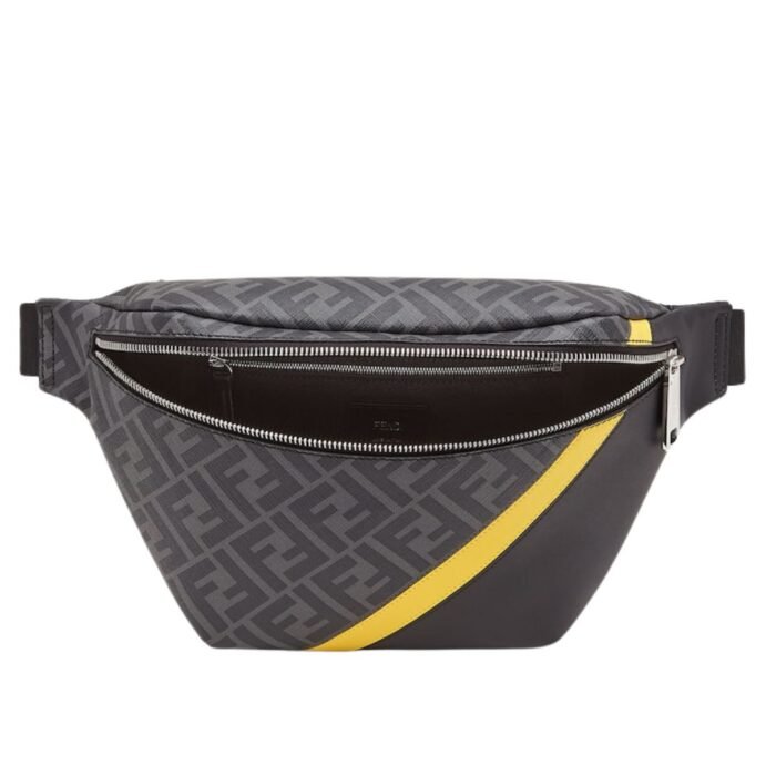 FENDI GRAY FABRIC BELT BAG