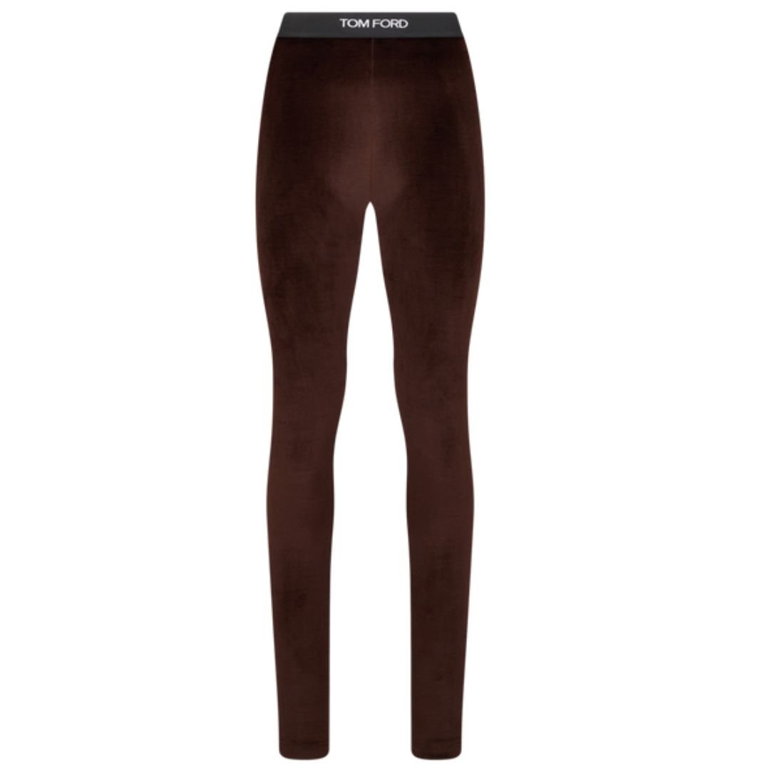 Untitled design (2) TOM FORD STRETCH LUSTROUS VELOUR SIGNATURE LEGGINGS CHOCOLATE BROWN