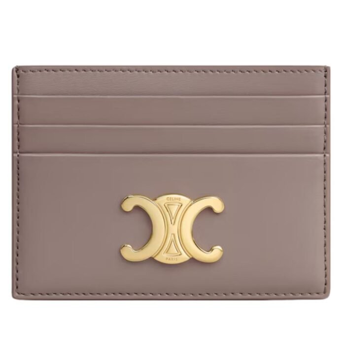 CELINE CARD HOLDER TRIOMPHE IN SHINY CALFSKIN PALE BEIGE