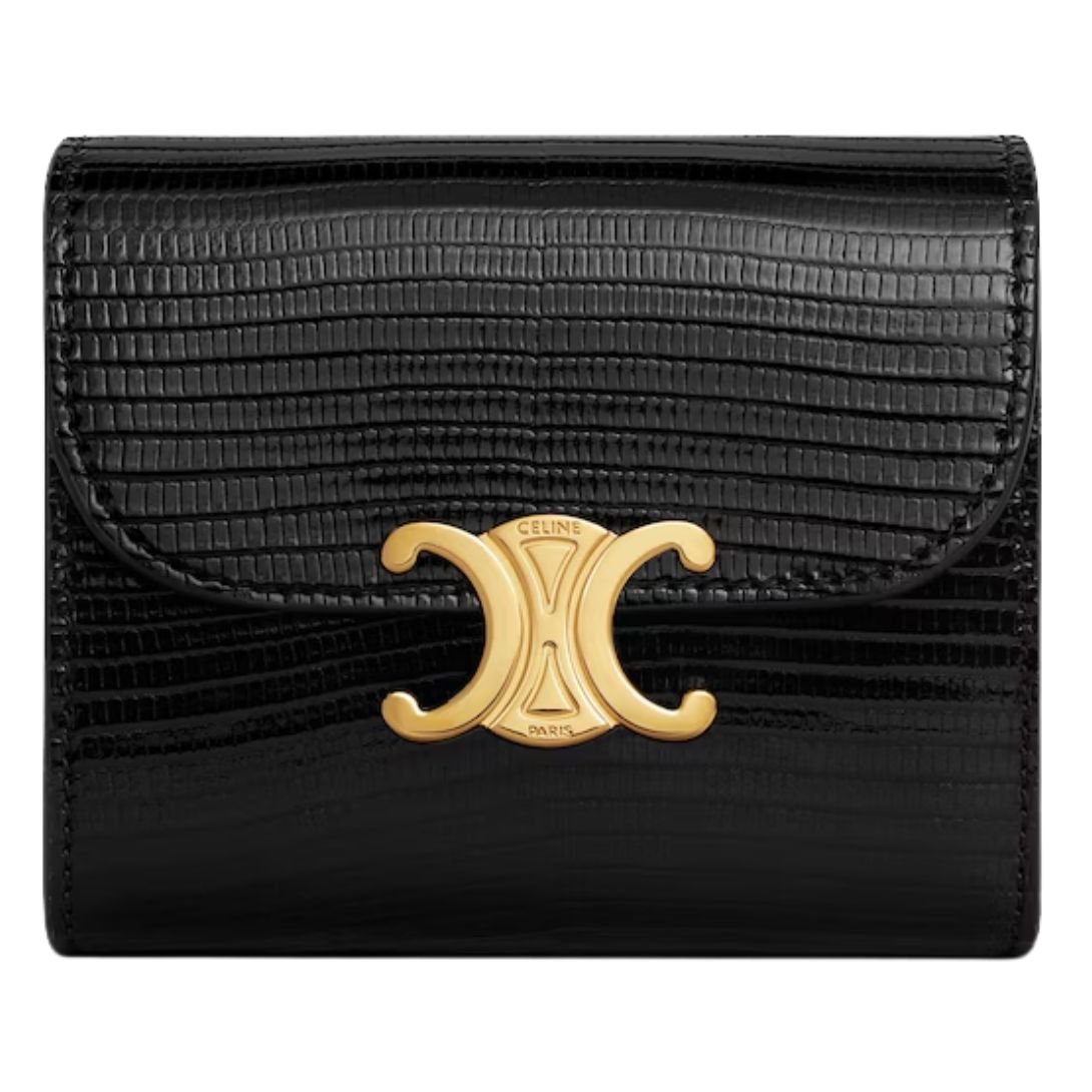 1 CELINE SMALL FLAP WALLET TRIOMPHE IN LIZARD