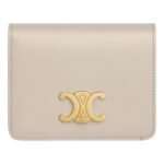 CELINE TRIOMPHE COMPACT WALLET IN SHINY CALFSKIN CAPPUCCINO