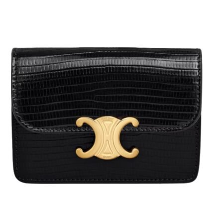 CELINE CARD HOLDER WITH FLAP TRIOMPHE IN LIZARD
