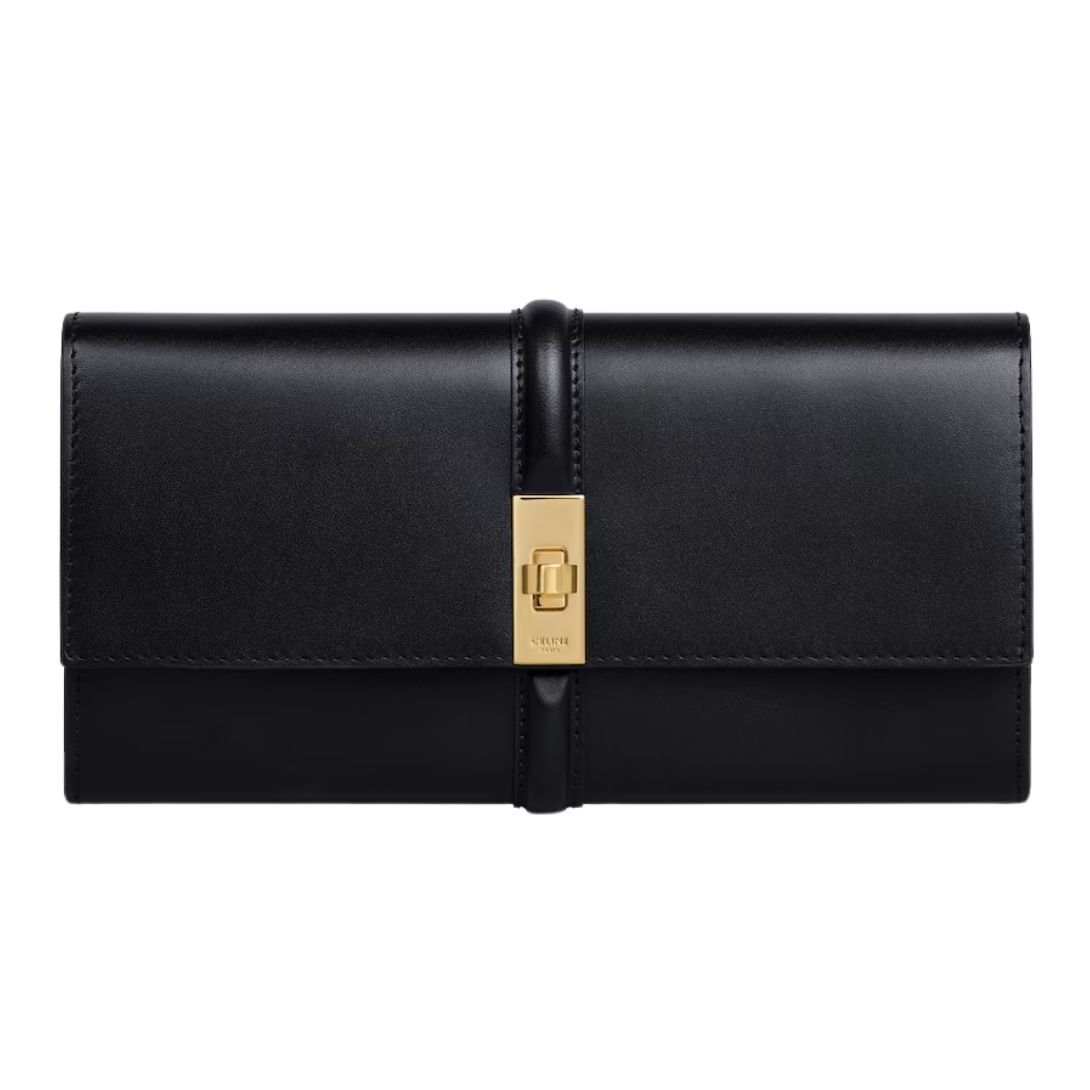 1 CELINE LARGE WALLET 16 IN SATINATED CALFSKIN LIGHT STONE