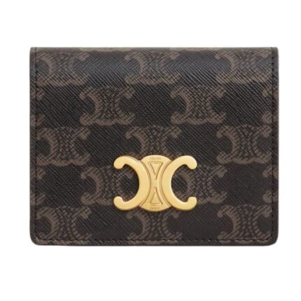 CELINE TRIOMPHE BUSINESS CARD HOLDER IN TRIOMPHE CANVAS AND LAMBSKIN