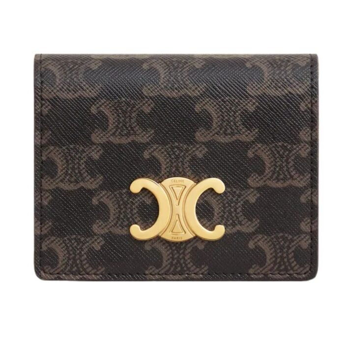 CELINE TRIOMPHE BUSINESS CARD HOLDER IN TRIOMPHE CANVAS AND LAMBSKIN