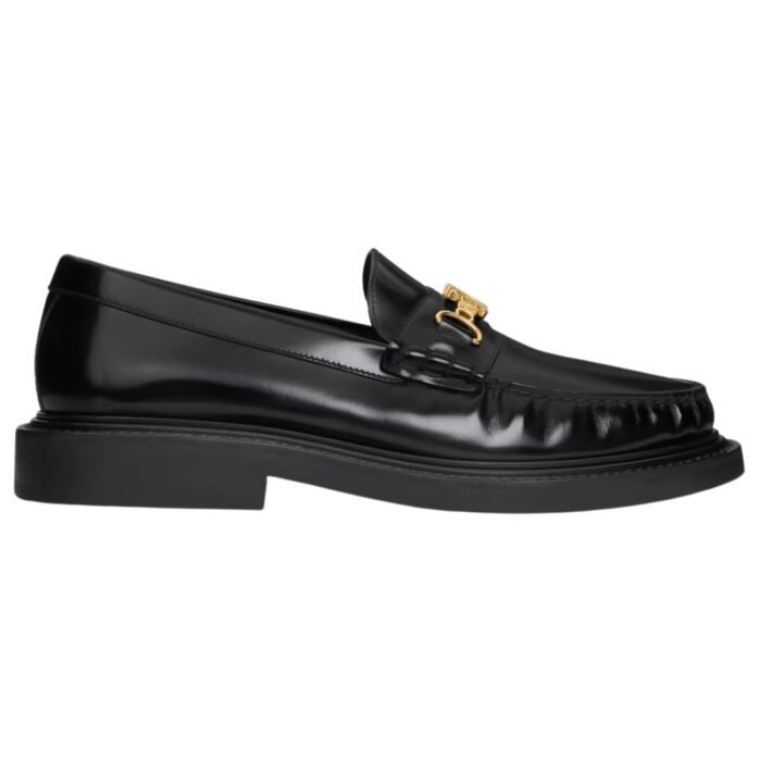 CELINE UNIVERSITÉ TRIOMPHE CHAIN LOAFFER IN POLISHED BULL BLACK