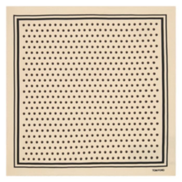 TOM FORD POLKA DOT SQUARE DESIGN POCKET SQUARE SILVER BLUE