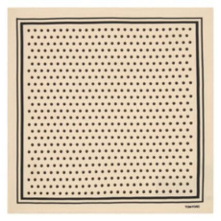 TOM FORD POLKA DOT SQUARE DESIGN POCKET SQUARE CHAMPAGNE