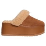 CELINE DANA WEDGE MULE IN SUEDE CALFSKIN AND SHEARLING