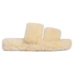 CELINE FUR SLIDES TRIOMPHE IN SHEARLING BEIGE-BROWN