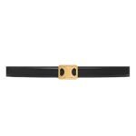 CELINE MEDIUM REVERSIBLE FRAMED TRIOMPHE BELT IN TAURILLON AND LIZARD EMBOSSED CALFSKIN BLACK