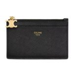 CELINE ZIPPED CARD HOLDER TRIOMPHE CHARMS IN SHINY CALFSKIN SPRING YELLOW