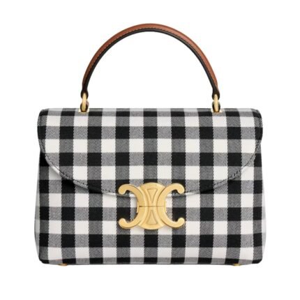 CELINE TEEN NINO BAG IN VICHY TEXTILE AND CALFSKIN
