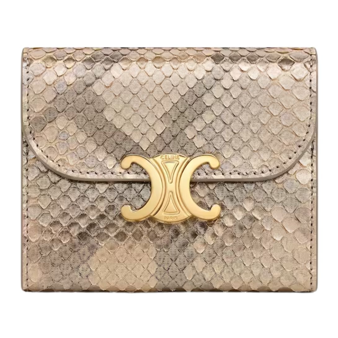 1 CELINE SMALL FLAP WALLET TRIOMPHE IN PYTHON