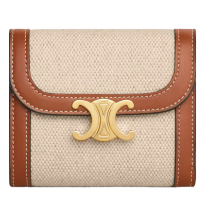 CELINE SMALL FLAP WALLET TRIOMPHE IN TEXTILE AND CALFSKIN