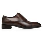 TOM FORD BURNISHED LEATHER ELKAN LACE UP DARK CIGAR