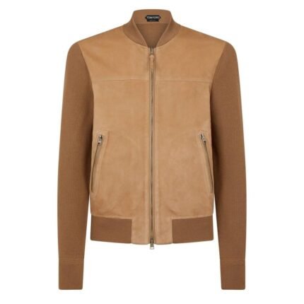 TOM FORD SUEDE FRONT MERINO ZIP THROUGH