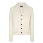 TOM FORD CASHMERE SHAWL COLLAR CARDIGAN SOFT WHITE