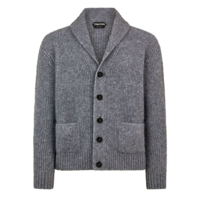 TOM FORD BRUSHED CASHMERE SILK SHAWL COLLAR CARDIGAN