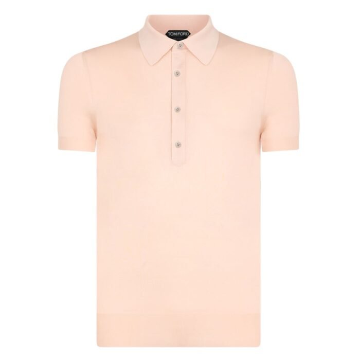 TOM FORD SILK VISCOSE POLO PETAL PINK