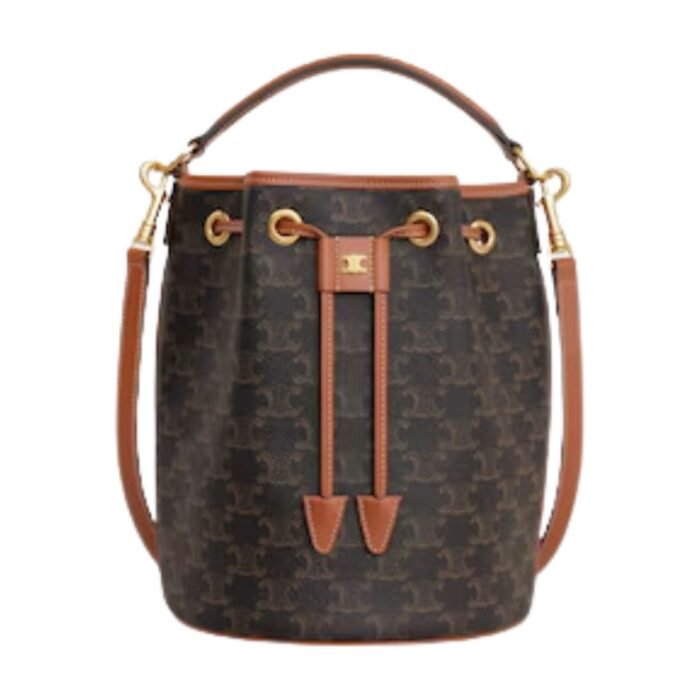CELINE CLARA BAG IN TRIOMPHE CANVAS AND CALFSKIN