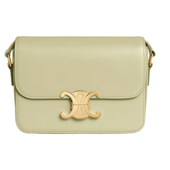 CELINE TEEN TRIOMPHE BAG IN SHINY CALFSKIN RACING GREEN