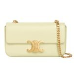 CELINE CHAIN SHOULDER BAG CLAUDE IN SHINY CALFSKIN LIGHT YELLOW
