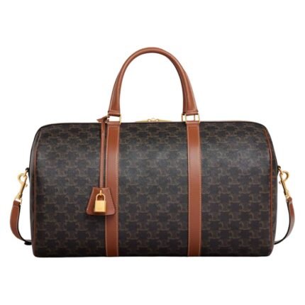 CELINE MEDIUM TRAVEL BAG IN TRIOMPHE CANVAS AND CALFSKIN