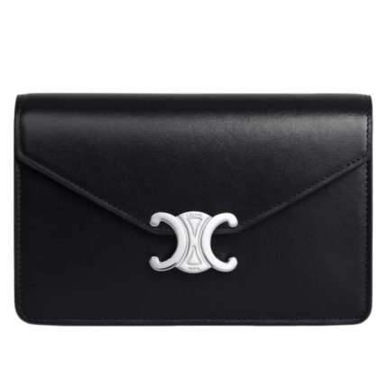 CELINE WALLET ON CHAIN MARGO IN SHINY CALFSKIN BLACK