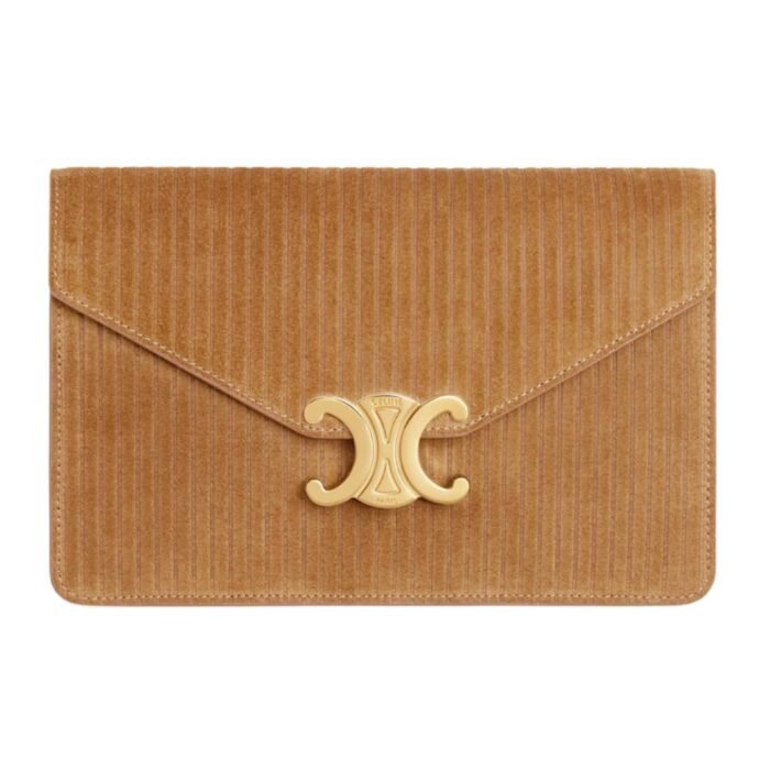 CELINE WALLET ON CHAIN MARGO IN STRIPED SUEDE CALFSKIN