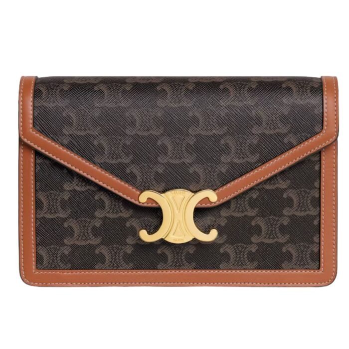 CELINE WALLET ON CHAIN MARGO IN TRIOMPHE CANVAS AND CALFSKIN