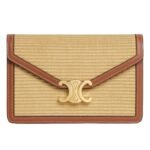 CELINE WALLET ON CHAIN MARGO IN RAFFIA EFFECT TEXTILE AND CALFSKIN