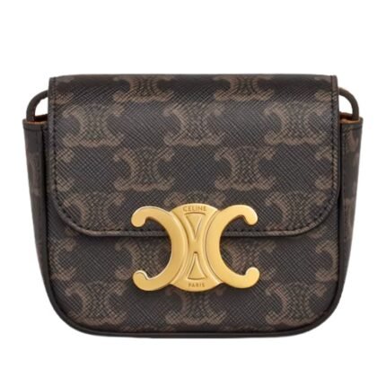 CELINE MINI CLAUDE IN TRIOMPHE CANVAS AND CALFSKIN