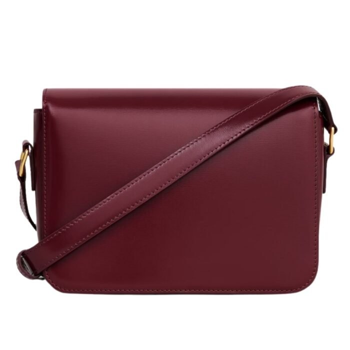 CELINE TEEN TRIOMPHE BAG IN SHINY CALFSKIN LIGHT BURGUNDY