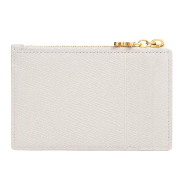 CELINE ZIPPED CARD HOLDER TRIOMPHE CHARMS IN SHINY CALFSKIN RICE