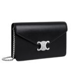 CELINE WALLET ON CHAIN MARGO IN SHINY CALFSKIN BLACK