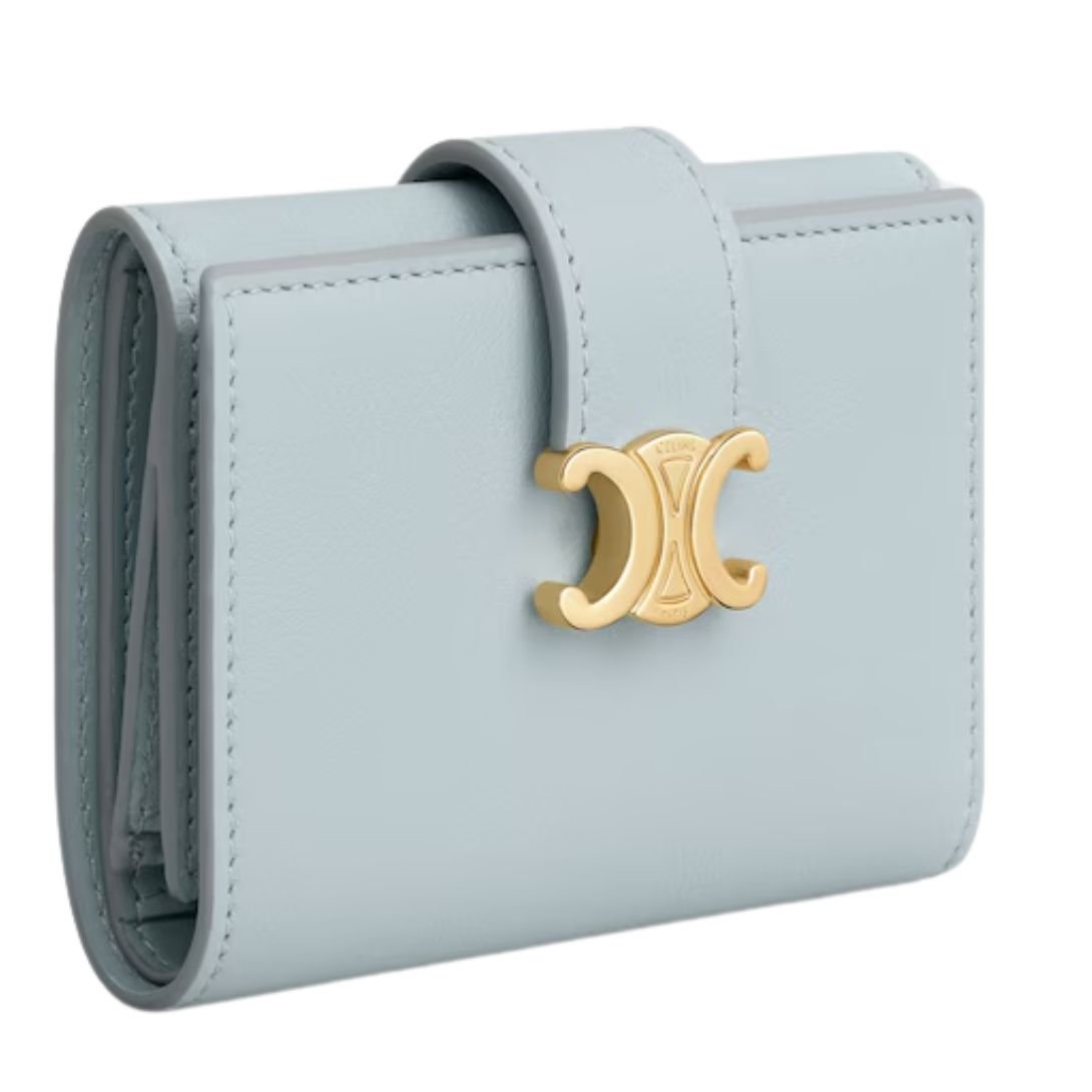 11 CELINE FINE WALLET VICTOIRE IN SUPPLE GRAINED CALFSKIN ICE BLUE