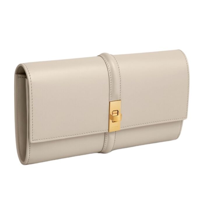 CELINE LARGE WALLET 16 IN SATINATED CALFSKIN LIGHT STONE