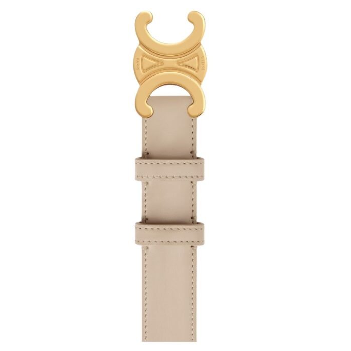 CELINE MEDIUM TRIOMPHE BELT IN TAURILLON LEATHER CAPPUCCINO