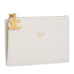 CELINE ZIPPED CARD HOLDER TRIOMPHE CHARMS IN SHINY CALFSKIN RICE