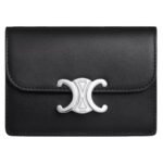 CELINE CARD HOLDER WITH FLAP TRIOMPHE IN SHINY CALFSKIN FUCHSIA