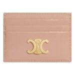 CELINE CARD HOLDER TRIOMPHE IN SHINY CALFSKIN CAPPUCCINO