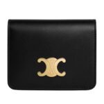 CELINE TRIOMPHE COMPACT WALLET IN SHINY CALFSKIN CAPPUCCINO