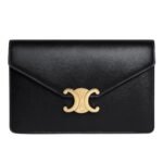 CELINE WALLET ON CHAIN MARGO IN SHINY CALFSKIN BLACK