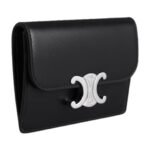 CELINE CARD HOLDER WITH FLAP TRIOMPHE IN SHINY CALFSKIN BLACK
