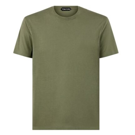 TOM FORD LYOCELL COTTON CREW T SHIRT PALE ARMY